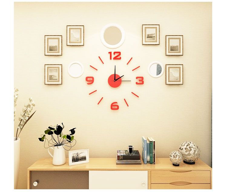 夜光挂钟墙上免打孔简约DIY创意时钟表客厅家用卧室墙贴静音钟表
