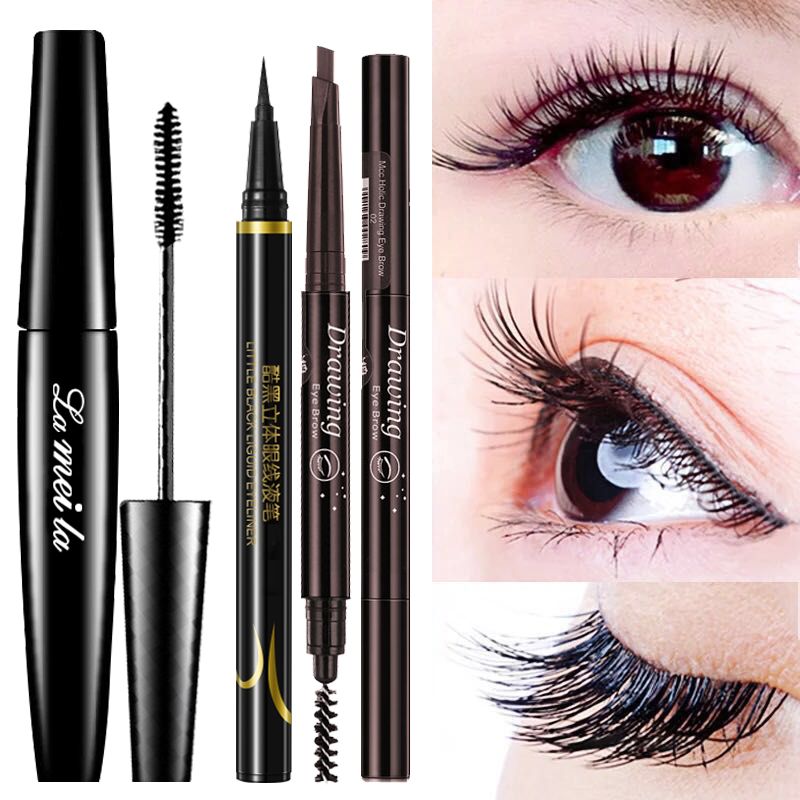 Mascara / Eyeliner / eyebrow pencil multi specification combination long waterproof and sweat proof no dizzy dyeing