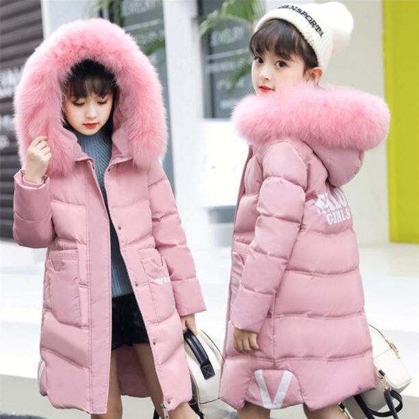 2020 girls' winter cotton padded clothes long and thickened Korean version
