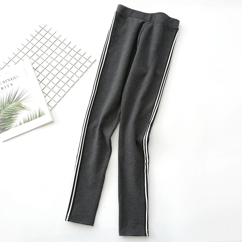 2022 autumn new pure cotton Leggings for women to wear Korean high waist elastic thin nine point small leg grey pants