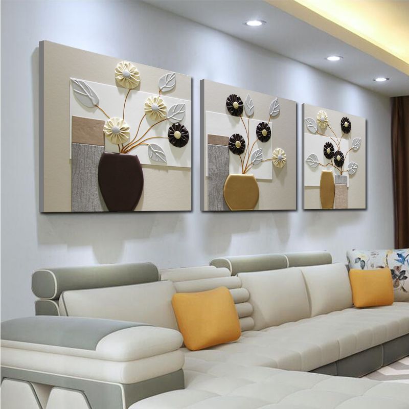 立体客厅墙壁简约浮雕装饰画三联挂画