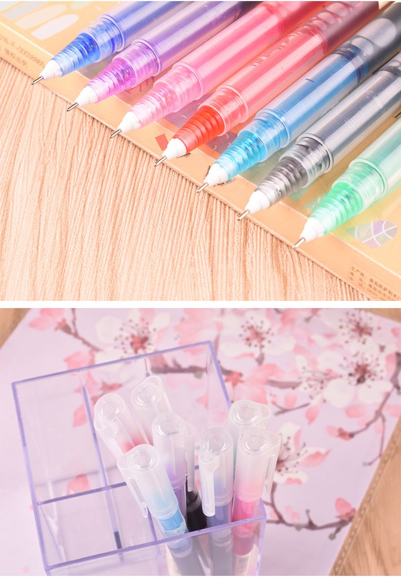 白雪直液式走珠笔彩色中性笔手账笔绘画记账7色韩版小清新手绘笔