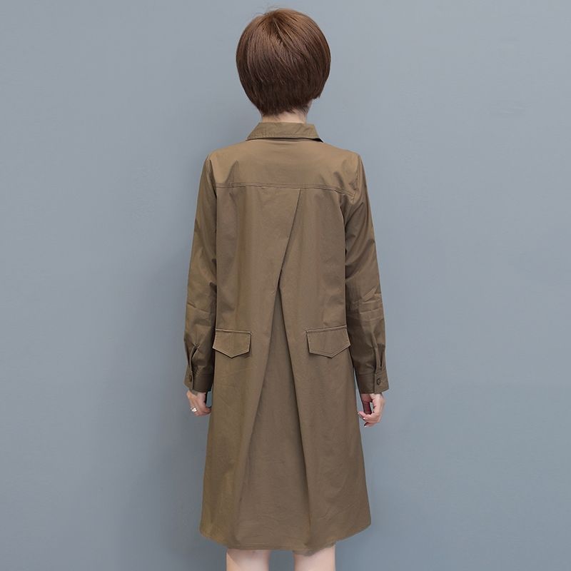 [100% Cotton] Linglong Lan windbreaker women's 2023 spring and autumn mid-length Korean version of the small thin coat women's jacket
