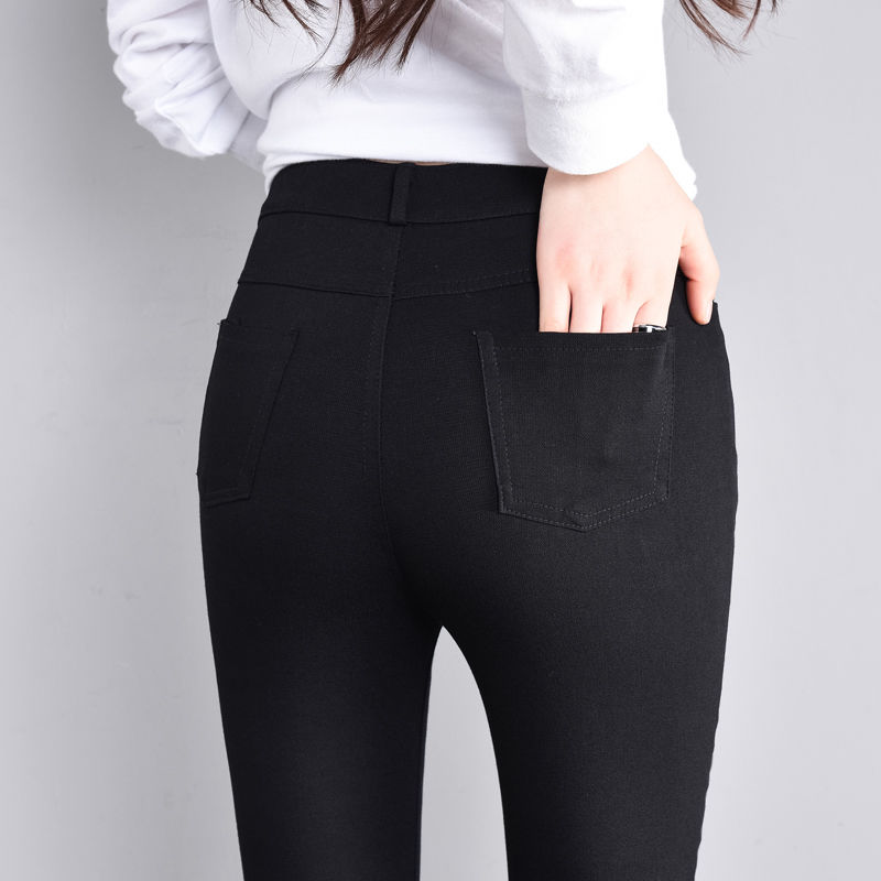 Leggings women wear thin style 2020 spring and autumn new slim magic pants black pencil small feet and plush pants