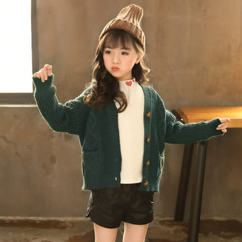 Children's cardigan sweater 2020 spring and Autumn New Korean version 2 girls' T-shirt