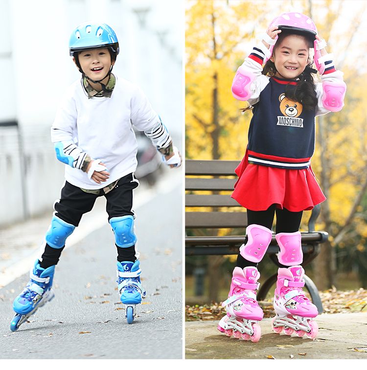 【大小可调】3-5-7-9-12岁男女小孩溜冰鞋套装儿童旱冰滑冰轮滑鞋