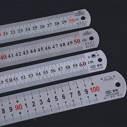 不锈钢直尺尺子学生文具钢尺钢直尺套装加厚木工钢板尺1米1.5米