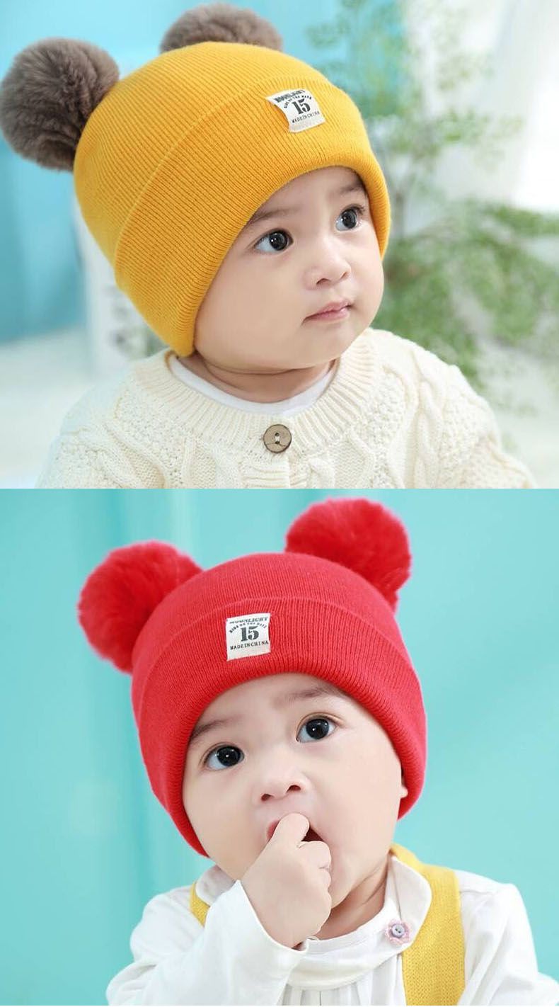 加厚保暖儿童婴儿帽子围巾冬季0-3-6个月1-2岁男女宝宝洋气毛线帽