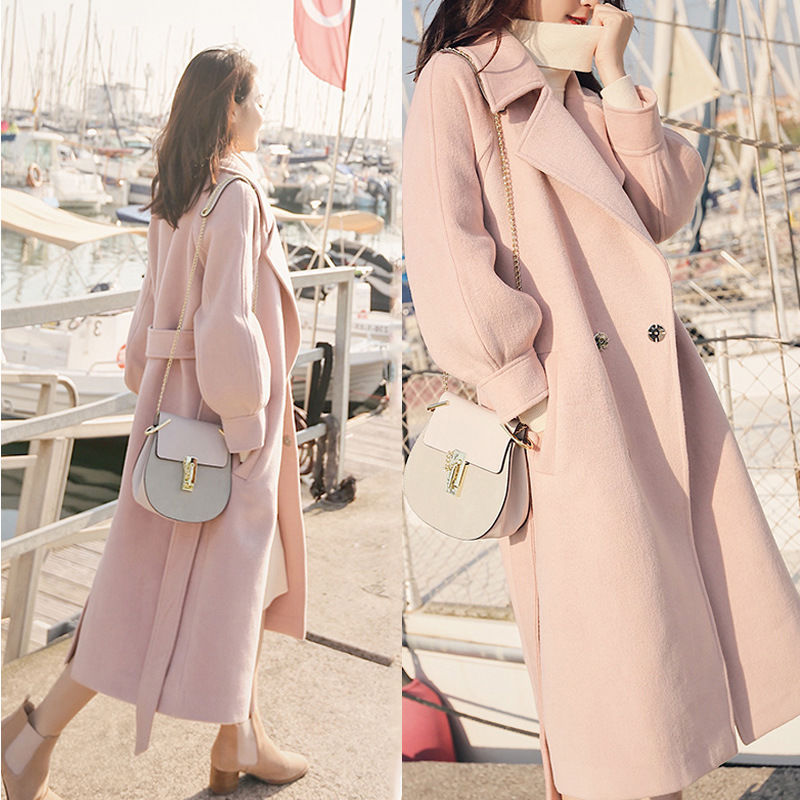 Woolen coat women's medium length Korean version student's winter 2020 new slim fit and thin woolen coat coat windbreaker