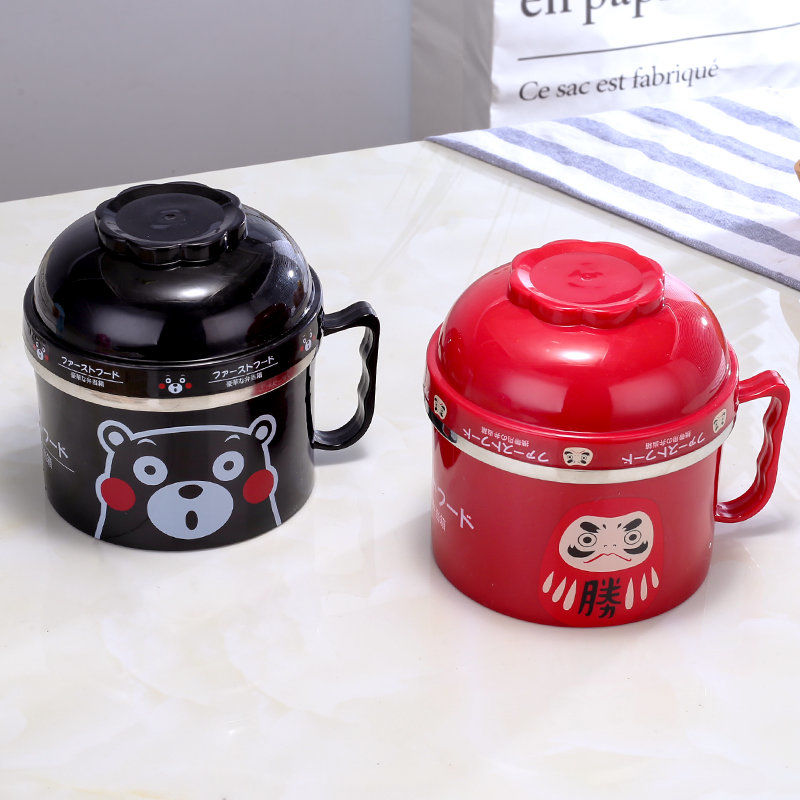 Stainless steel fast food cup heat preservation double layer lunch box lunch box instant noodles bowl cartoon double deck children's lunch box rice bowl