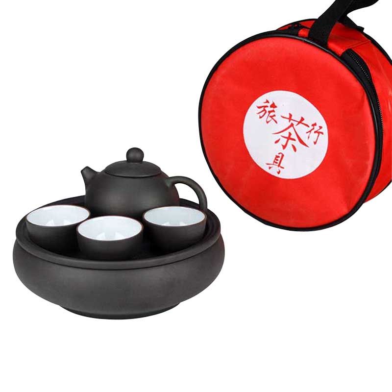 紫砂功夫茶具套装便携式旅行茶具户外车载整套旅游茶具泡壶小茶盘