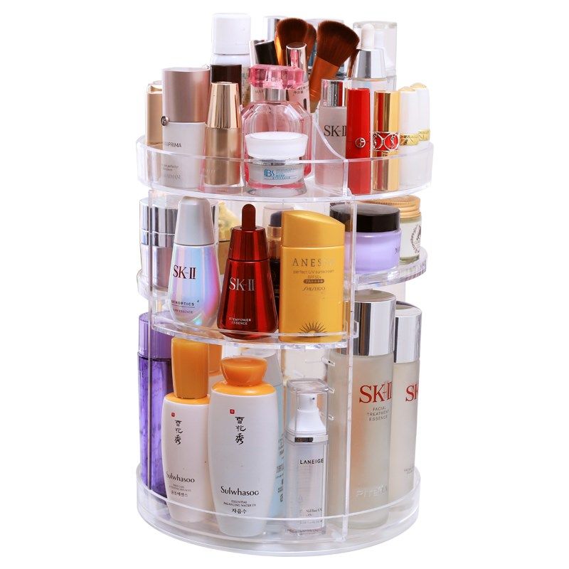 Transparent rotary enlarging cosmetic storage box, skin care product, storage rack, dressing table, desktop lipstick, acrylic tiktok.