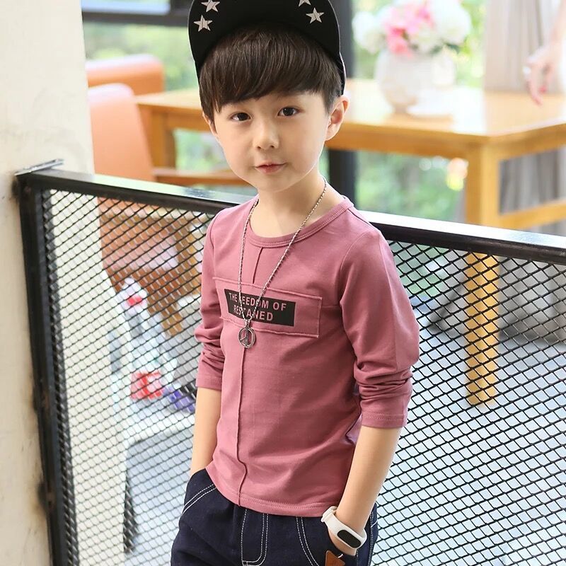 Children's wear boys' 95 Cotton Long Sleeve T-Shirt bottoming shirt 2020 spring and autumn new baby Korean version children's middle and large children's top