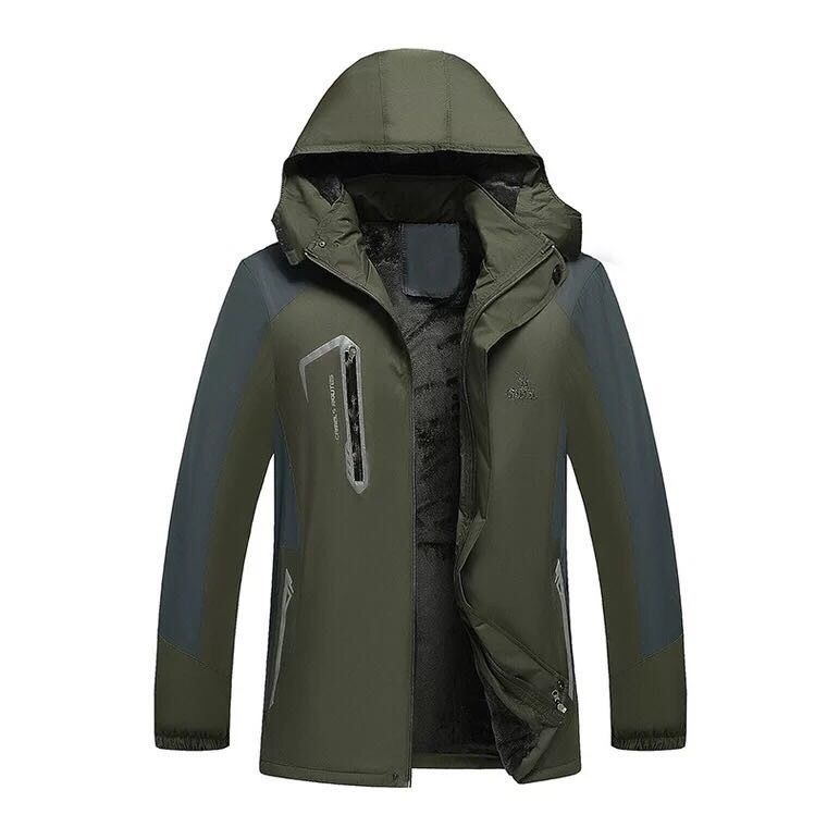 Winter outdoor padded jacket men's plus velvet thickened jacket large size warm padded jacket wind and snow mountaineering jacket men