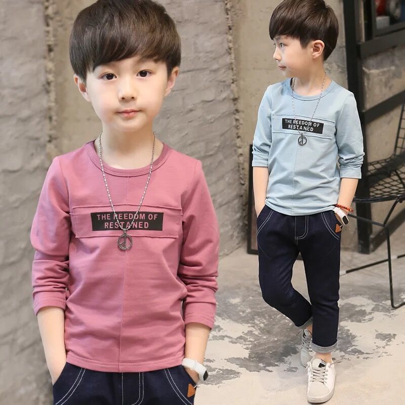 Children's wear boys' 95 Cotton Long Sleeve T-Shirt bottoming shirt 2020 spring and autumn new baby Korean version children's middle and large children's top