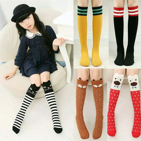 [2 pairs] children's socks spring and autumn winter stockings girls' medium tube socks baby knee socks pure