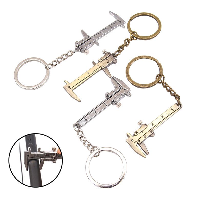 迷你游标卡尺钥匙扣挂件测量工具锌合金钥匙扣便携工具0-40毫米