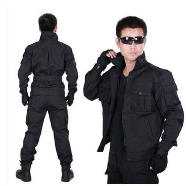 君黑色作训服套装男女特种兵军装多口袋野战服迷彩服工作服