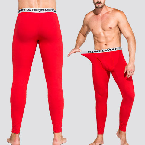 Gentleman [Buy Two Free Underwear] Men's long johns single-piece youth tight-fitting plus velvet thickened leggings warm pants