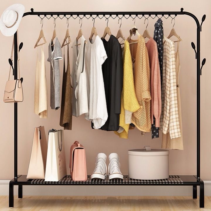 Indoor floor clothes rack balcony clothes drying pole bedroom hanging clothes rack simple single pole clothes rack drying rack clothes rack