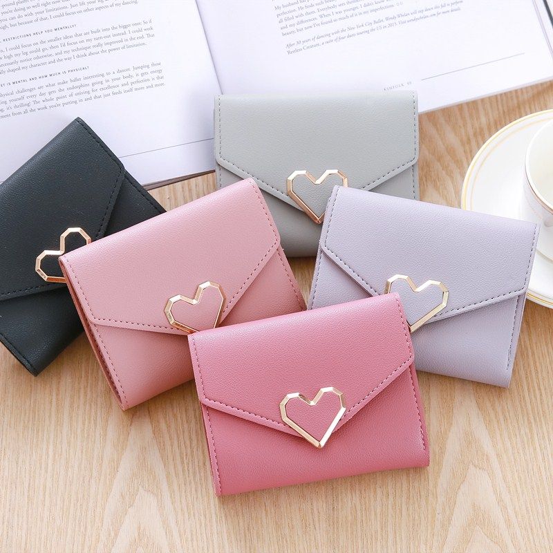 New simple and fashionable short wallet card bag thin Korean buckle zero purse student women's wallet short