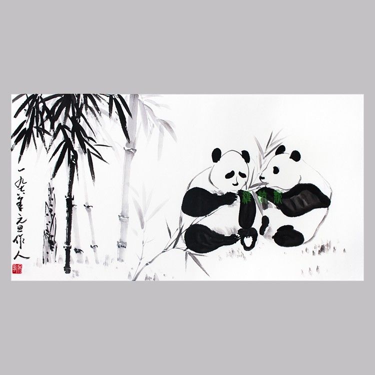 维纳斯 吴作人国画手绘临摹熊猫名人字画作品客厅办公室装饰画