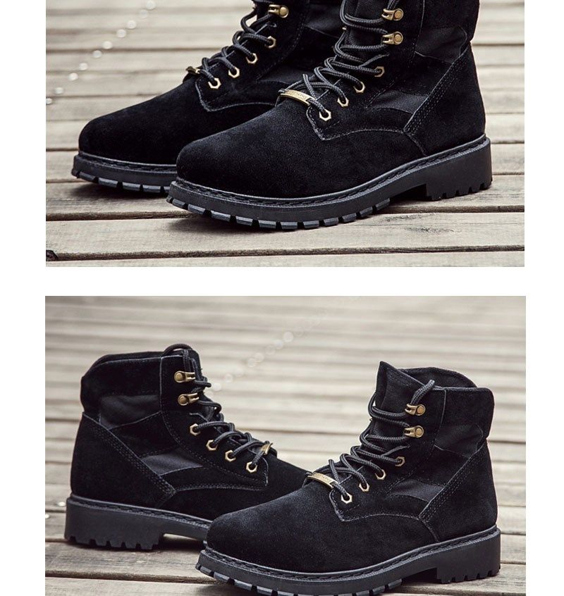 Herren Arbeitsschuhe Aus Echtem Leder Mid Top Martin Boots_voghion.com