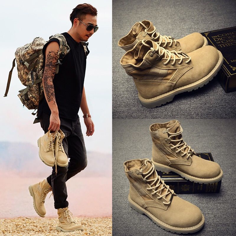 Herren Arbeitsschuhe Aus Echtem Leder Mid Top Martin Boots_voghion.com