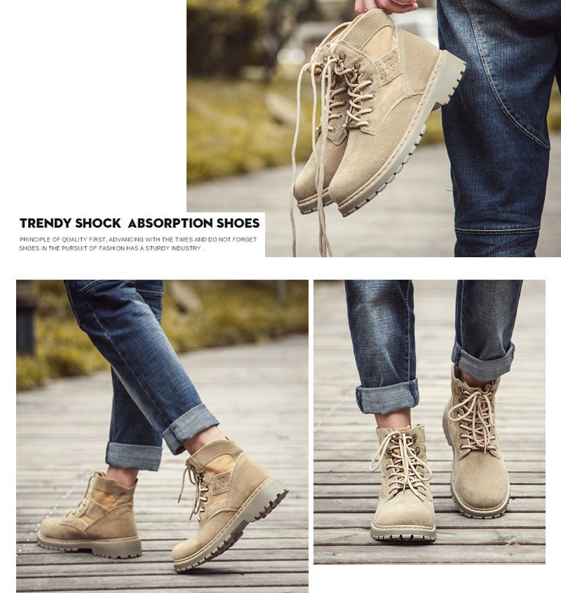 Herren Arbeitsschuhe Aus Echtem Leder Mid Top Martin Boots_voghion.com