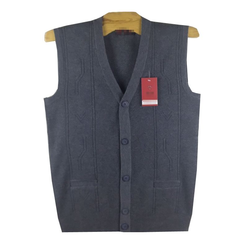 New middle-aged and old men's autumn and winter thick vest knitted cardigan for the elderly
