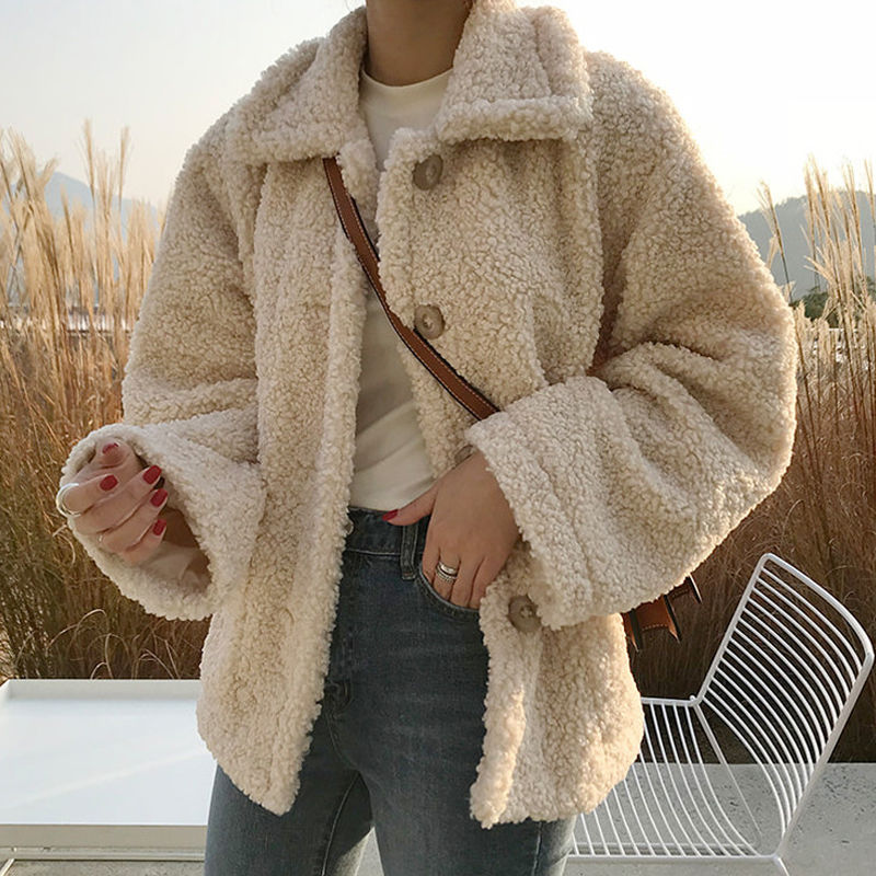Autumn winter Korean student imitation lamb fur coat women's thick jacket 2020 new loose fluffy short coat fashion