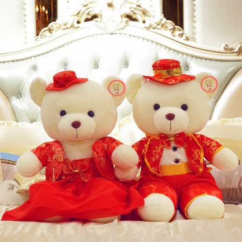 婚纱情侣泰迪熊公仔对熊毛绒玩具抱枕婚庆压床布娃娃一对结婚礼物