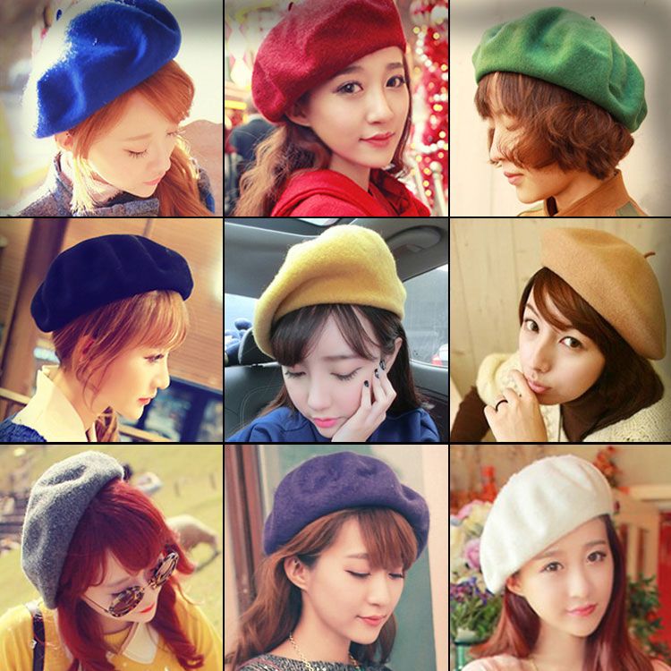 Fan Bingbing's Beret female Korean version autumn bud hat autumn winter women's hat imitation wool painter's Belle hat