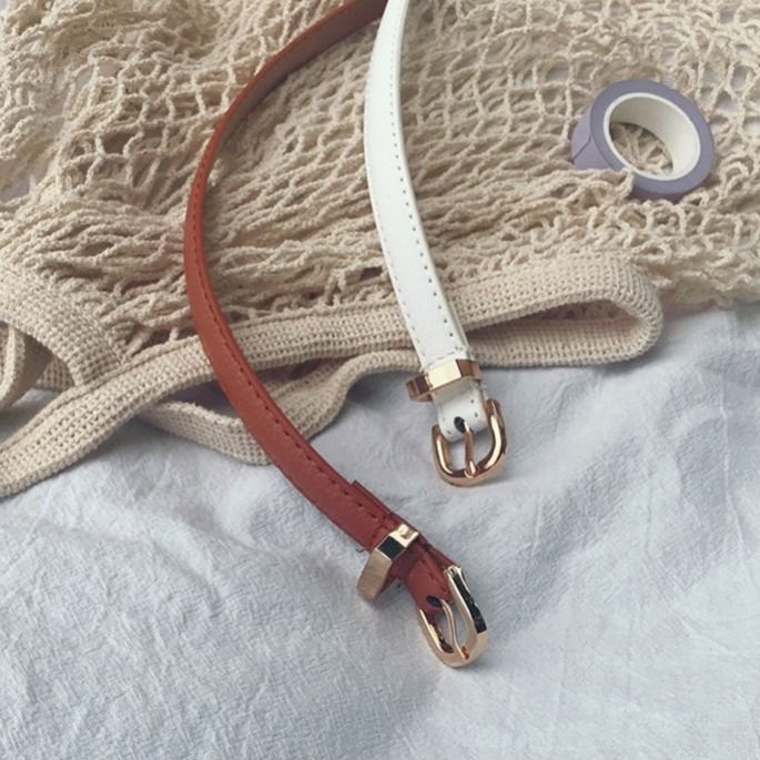 Spring and autumn hot style PU leather small belt with pin buckle sweet ladies all-match knotted with thin belt trousers