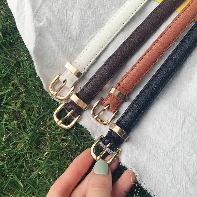 Spring and autumn hot style PU leather small belt with pin buckle sweet ladies all-match knotted with thin belt trousers