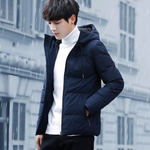 男士新款羽绒服男冬季加厚连帽短款韩版修身青少年学生外套潮