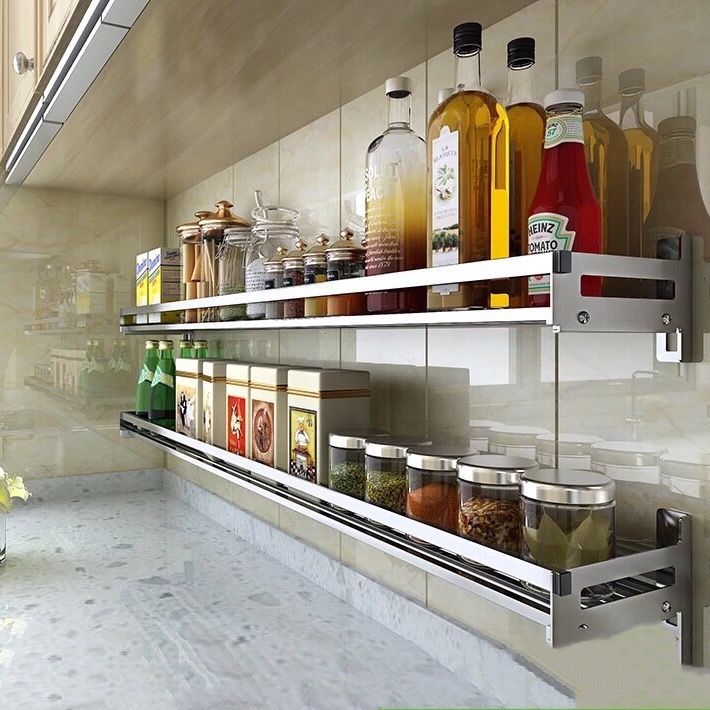 Buy Kitchen Wall Rack Wall Hanging 304 Stainless Steel Punch Free Storage Rack Shelf Shelf Shelf Hanger Hangers On Ezbuy Sg