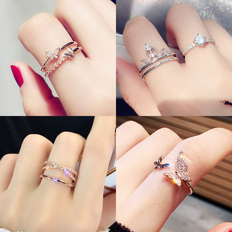 Japanese and Korean Chaoren student ring female net red personalized ring tail ring new cold wind mouth joint ring index finger ring