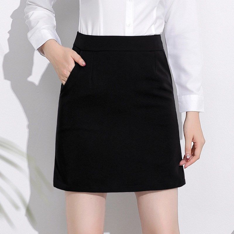 黑色高腰半身裙夏季新款职业短裙女学生韩版西装裙女士工装a字裙