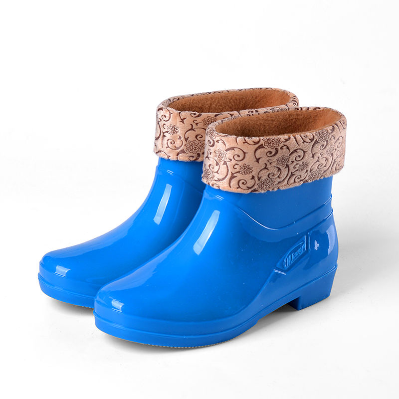 秋冬季雨鞋女短筒防滑耐磨加绒保暖成人防水时尚可爱学生水鞋胶鞋