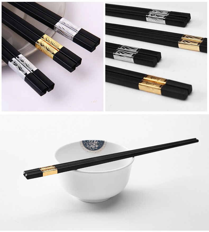 润枝高档合金筷子10双装家用筷子酒店高档筷子耐高温不变形餐具