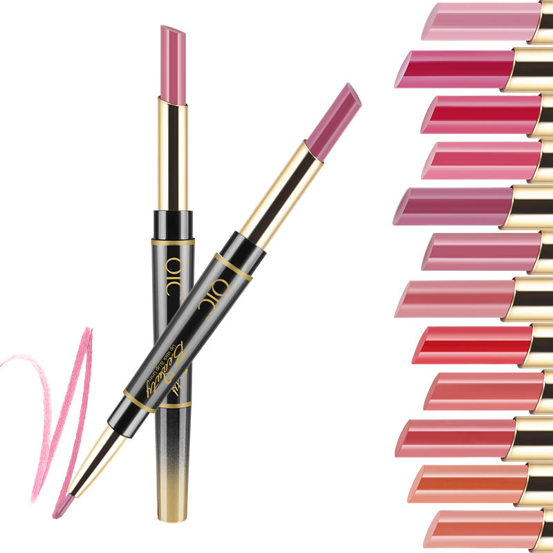 Double head lipstick Pencil Lip Liner Waterproof durable, non stained, non stained cup automatic rotating lip pencil, matte lipstick.