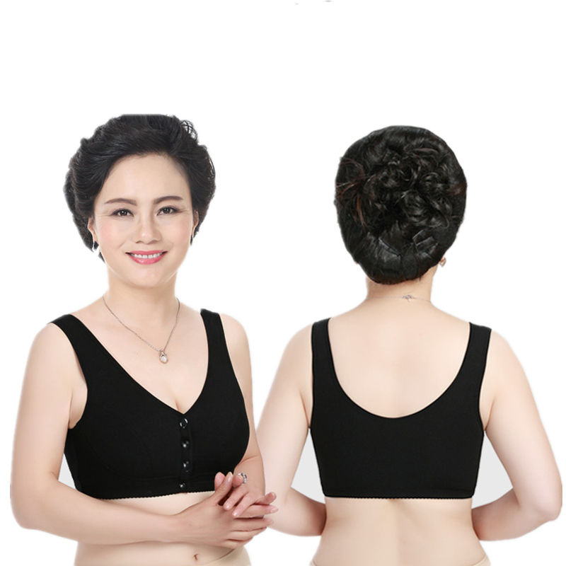 Red natal middle-aged and elderly front buckle pure cotton underwear female mother bra without steel ring large size bra sports vest