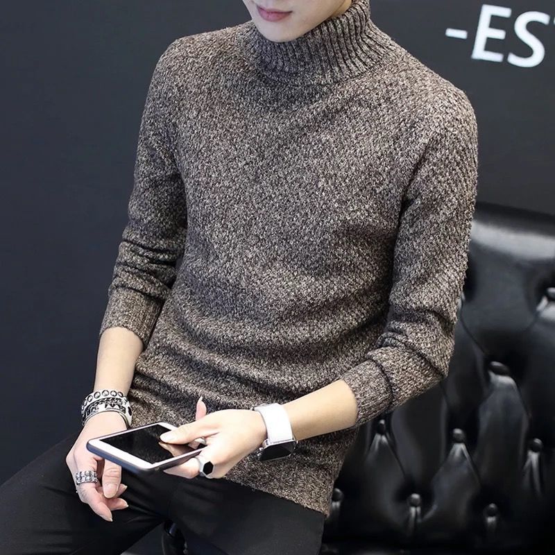 Men's high collar sweater 2020 winter new Korean slim fit long sleeve line clothes trendy coat men's knitwear