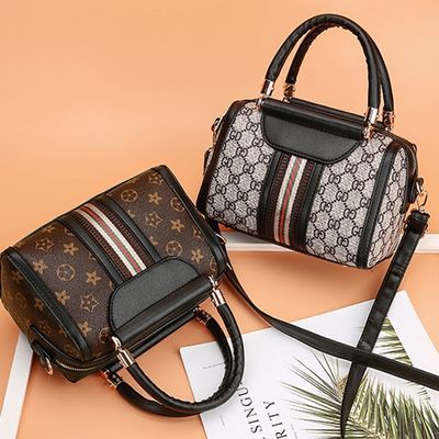 2018新款pu单肩斜挎包时尚复古印花锁扣包包女士单肩包-拼多多优惠券