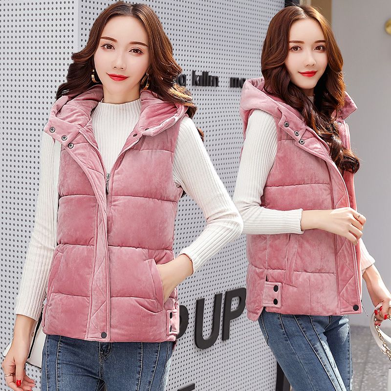 Down cotton vest women's short style autumn winter simple student Korean version slim large thickened cotton vest vest coat