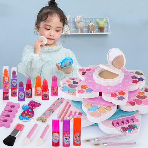 Girls, cosmetics, toys, non-toxic Princess Makeup boxes, children's birthday gifts, blush, eye shadow.