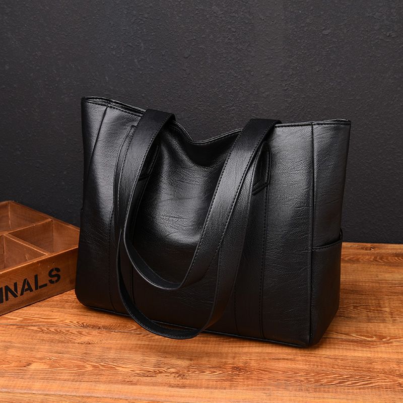 [leather texture] women's bag 2020 new versatile Handbag Satchel Tote Bag single shoulder simple big bag