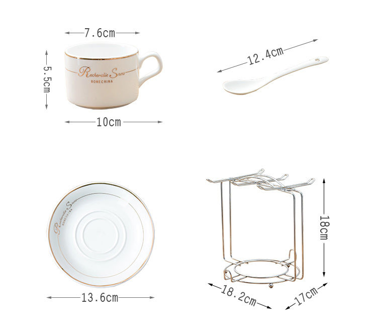 A欧式陶瓷杯咖啡杯套装套具创意简约家用骨瓷咖啡杯子送碟勺架子