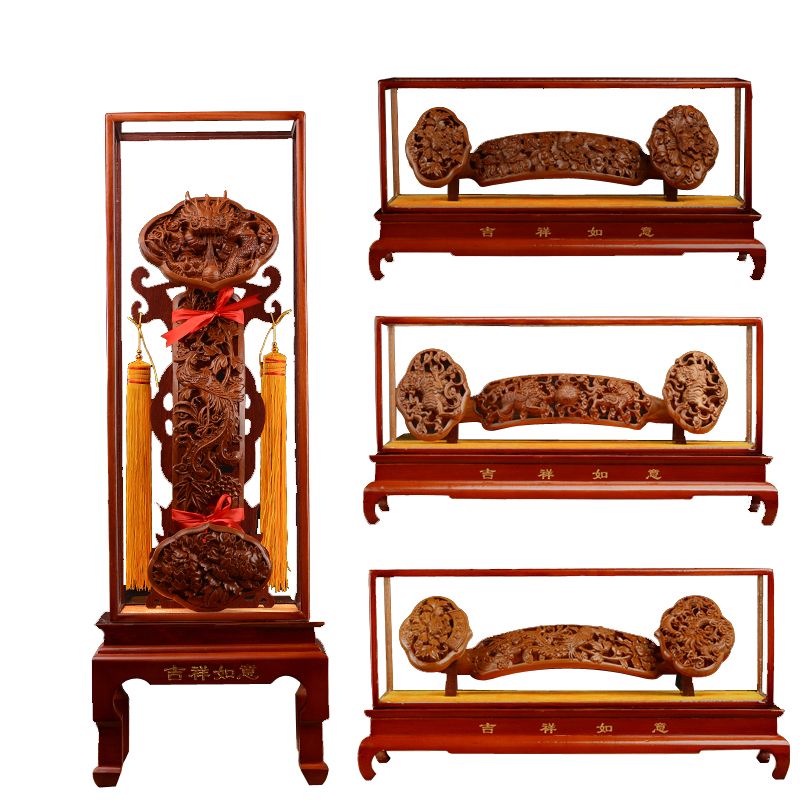 木雕如意摆件楷木桃木手工雕刻如意客厅摆件装饰辟邪招财商务礼品